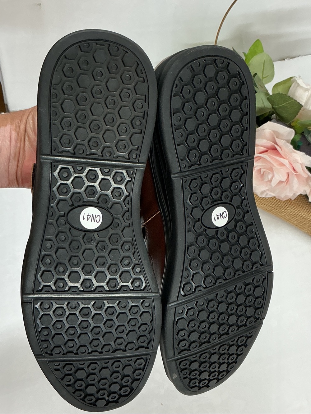 Men's Brown Leather Fisherman Sandals - Classic Casual - Picture 4 of 6